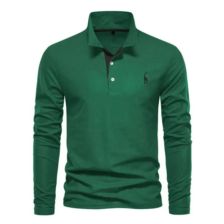 Davy | Men's Long-Sleeve Embroidered Polo Shirt