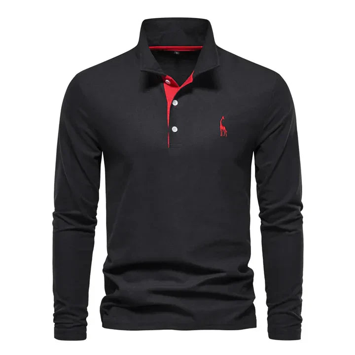 Davy | Men's Long-Sleeve Embroidered Polo Shirt