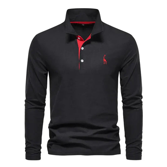 Davy | Men's Long-Sleeve Embroidered Polo Shirt