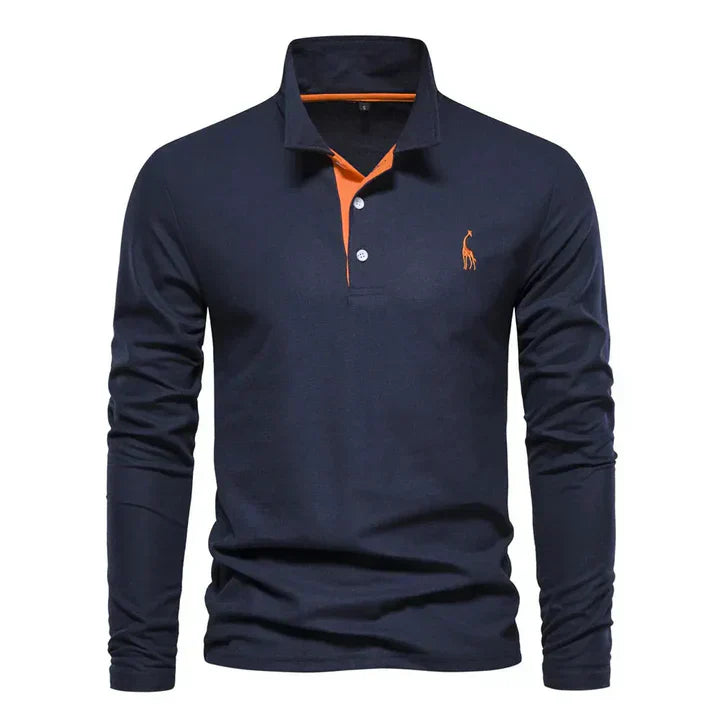Davy | Men's Long-Sleeve Embroidered Polo Shirt