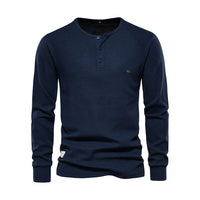 Davy | Camisa Henley de manga larga para hombre con cuello abotonado
