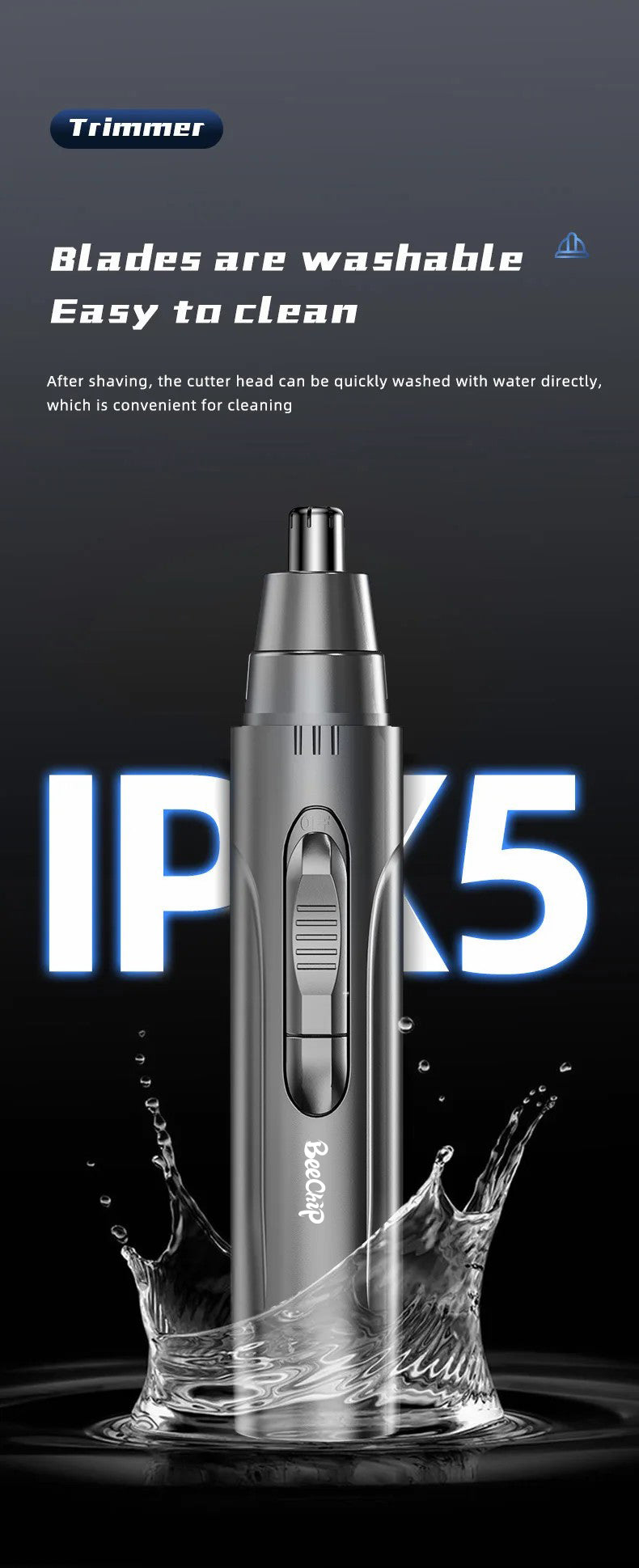 Davy | Men's Nose and Ear Hair Trimmer with Rotating Blade