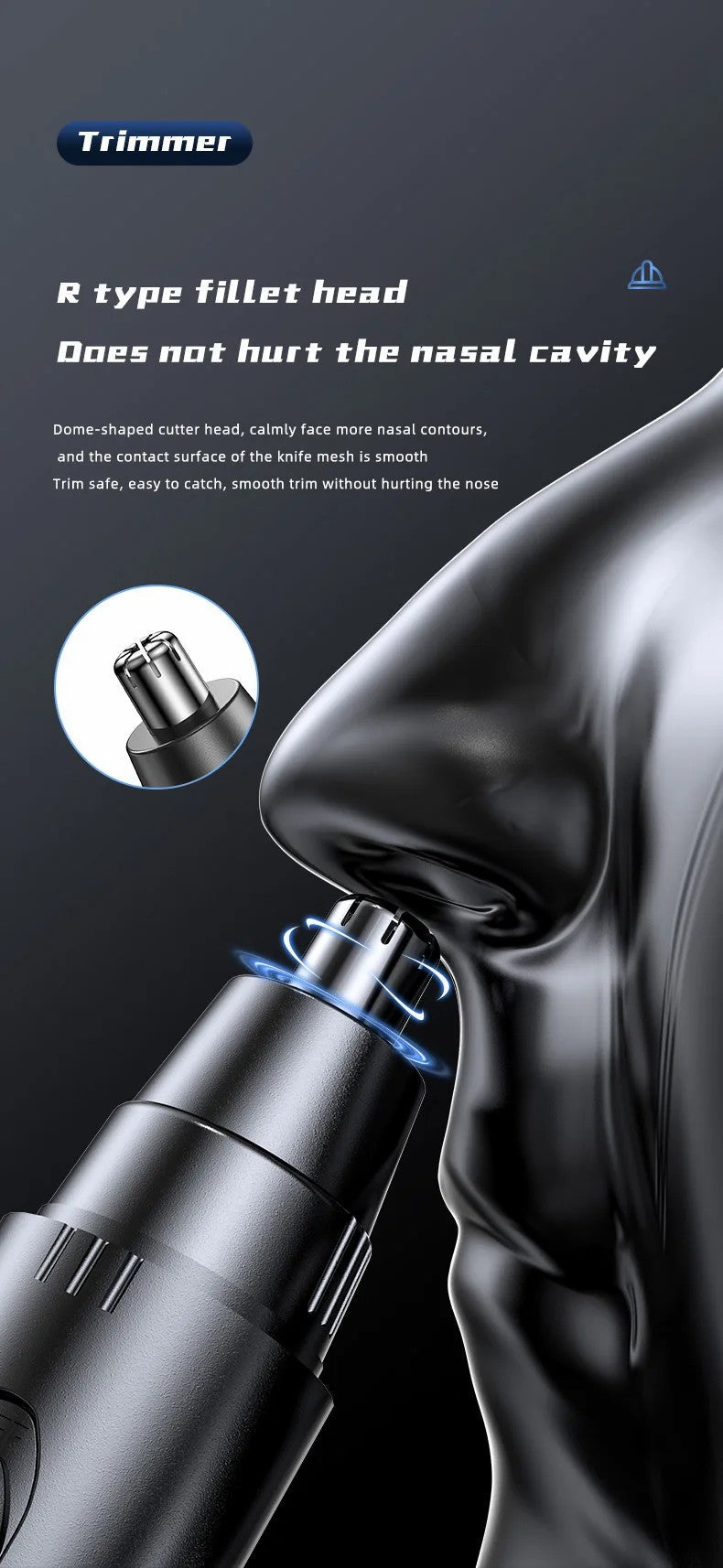 Davy | Men's Nose and Ear Hair Trimmer with Rotating Blade