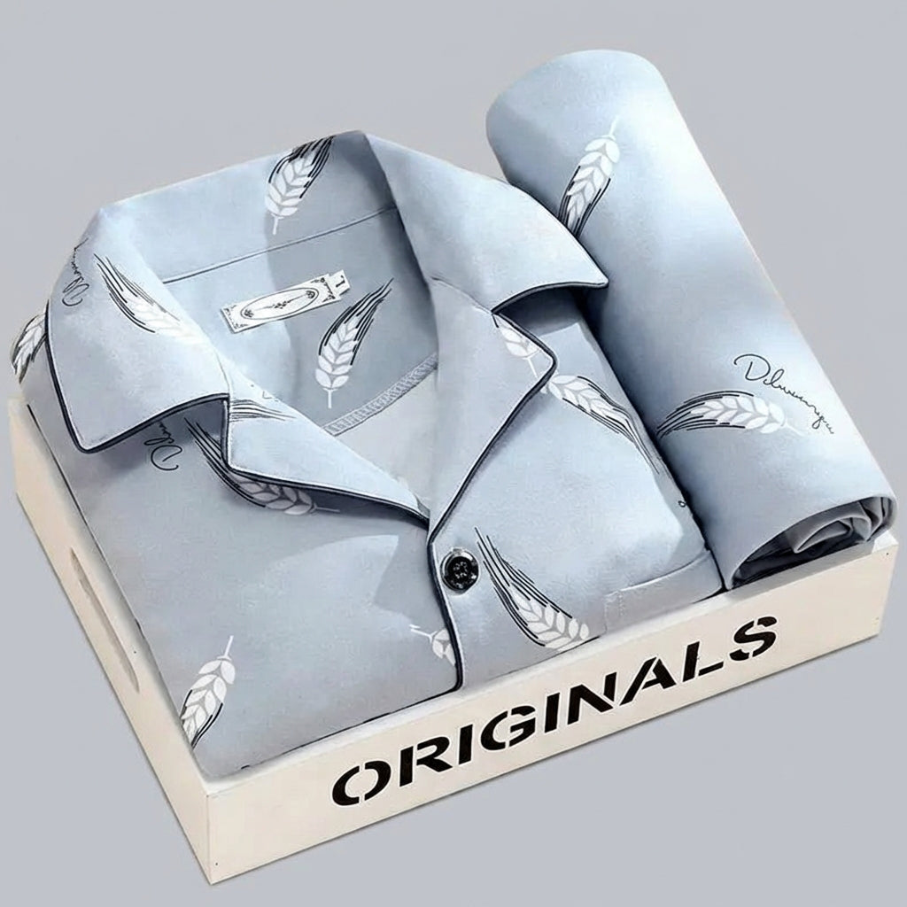 Davy | Men's Plaid Pyjama Set with Button-Up Shirt