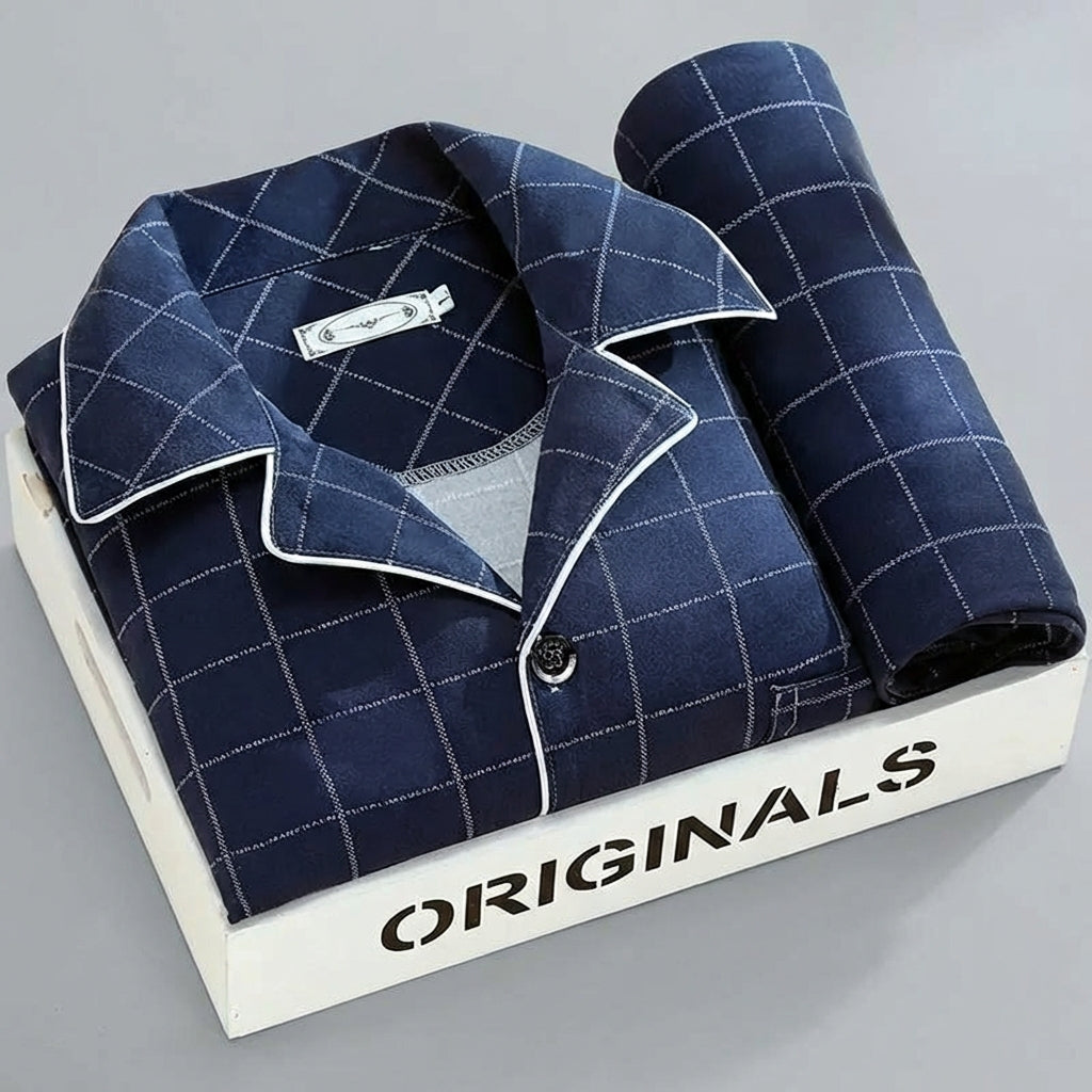 Davy | Men's Plaid Pyjama Set with Button-Up Shirt