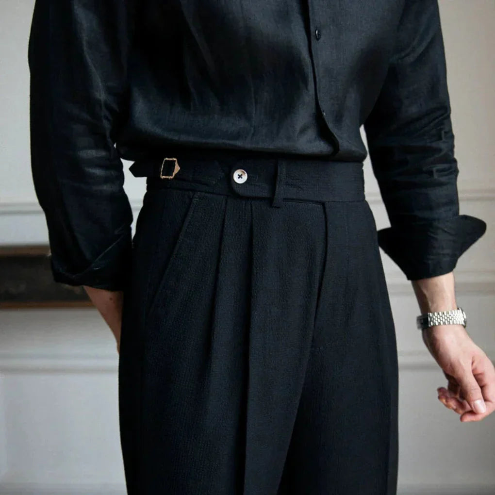 Davy | Men's Pleated Dress Trousers with Flat Front