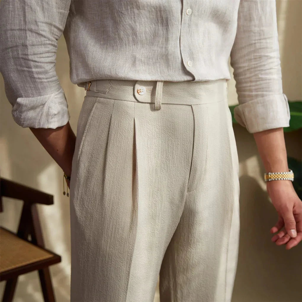 Davy | Men's Pleated Dress Trousers with Flat Front
