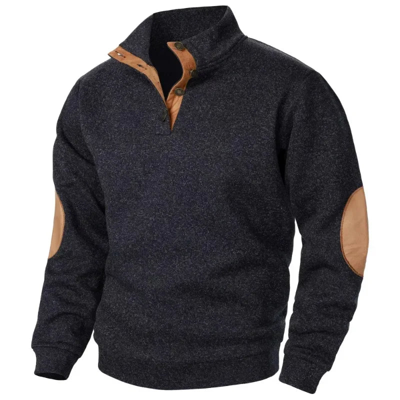 Davy | Men's Pullover Sweatshirt with Elbow Patches
