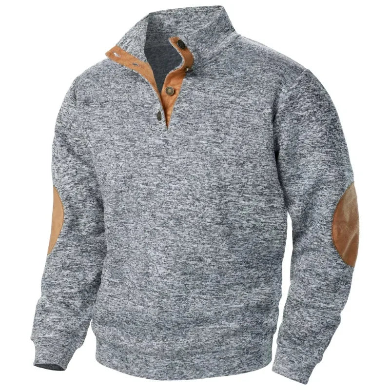 Davy | Men's Pullover Sweatshirt with Elbow Patches