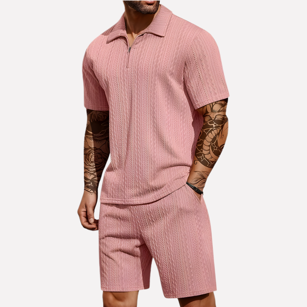 Davy | Men's Quarter-Zip Polo & Shorts Set