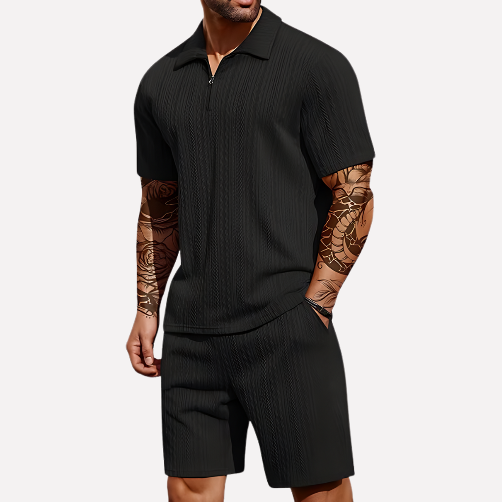 Davy | Men's Quarter-Zip Polo & Shorts Set