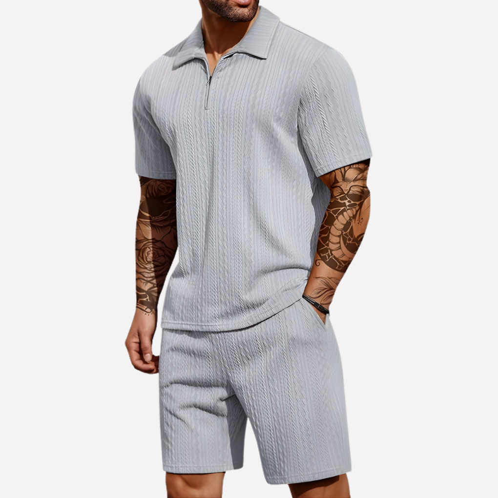 Davy | Men's Quarter-Zip Polo & Shorts Set