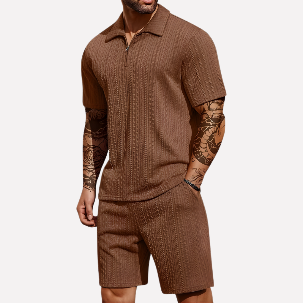 Davy | Men's Quarter-Zip Polo & Shorts Set