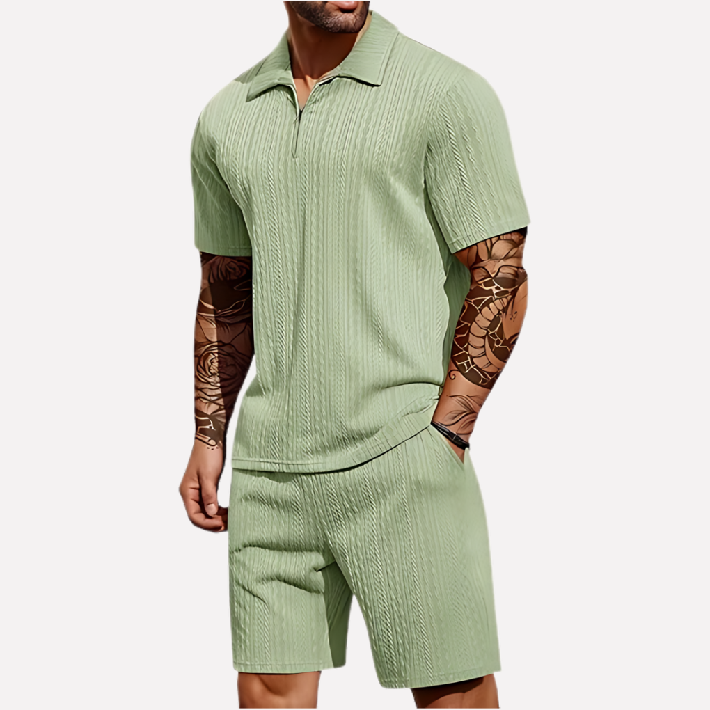 Davy | Men's Quarter-Zip Polo & Shorts Set
