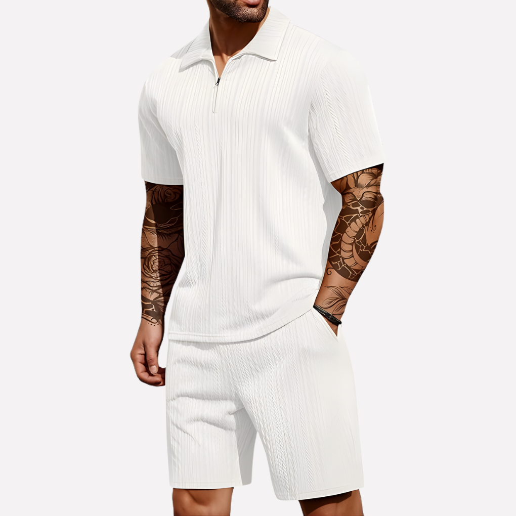 Davy | Men's Quarter-Zip Polo & Shorts Set