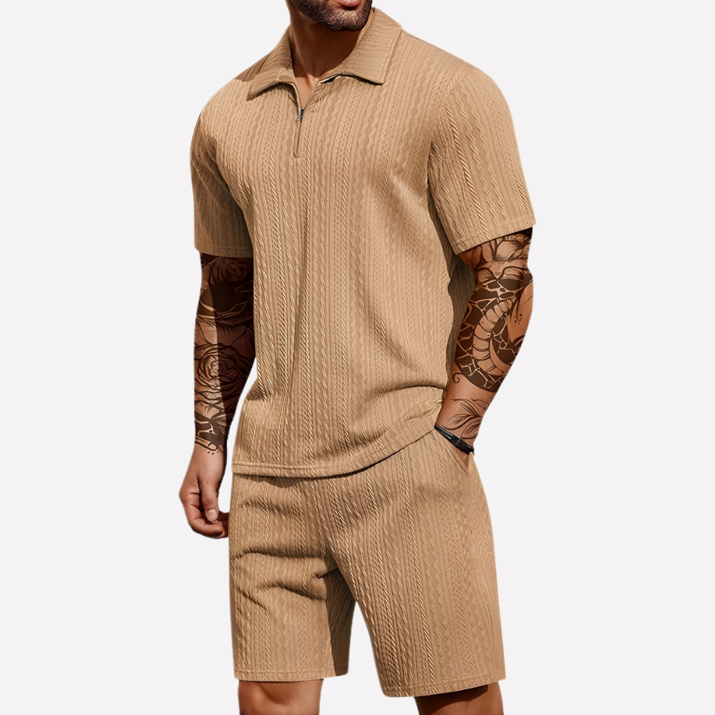 Davy | Men's Quarter-Zip Polo & Shorts Set