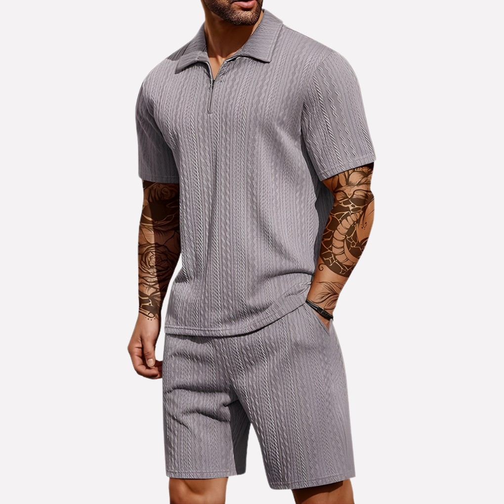 Davy | Men's Quarter-Zip Polo & Shorts Set