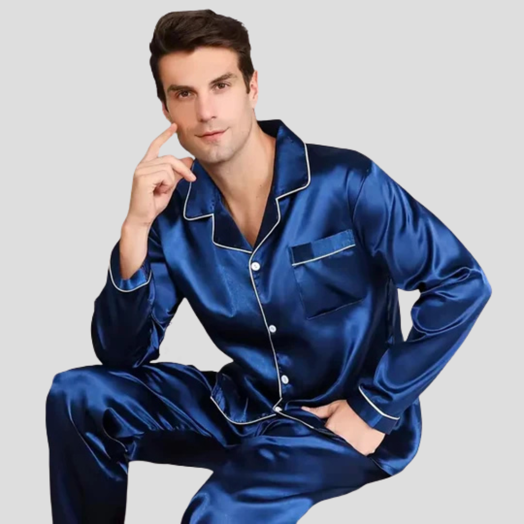 Davy | Men's Satin Pajama Set with Piping