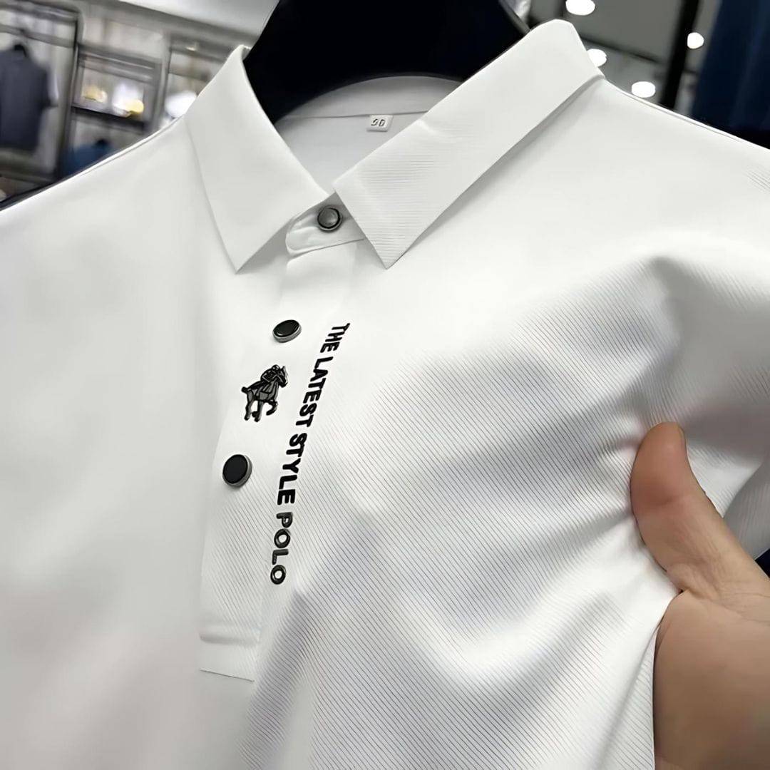 Davy | Men's Short Sleeve Polo Shirt with Subtle Embroidery