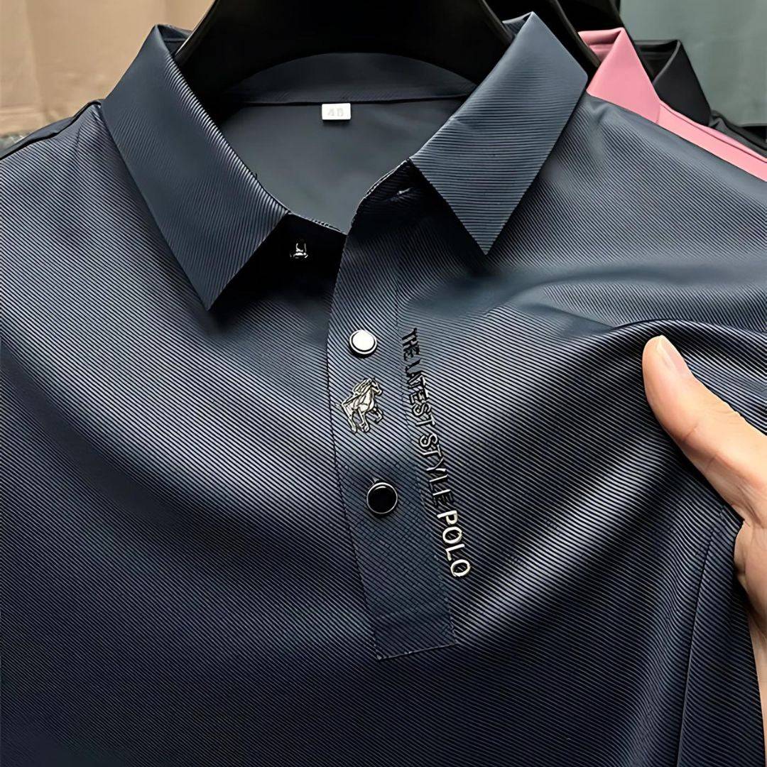 Davy | Men's Short Sleeve Polo Shirt with Subtle Embroidery