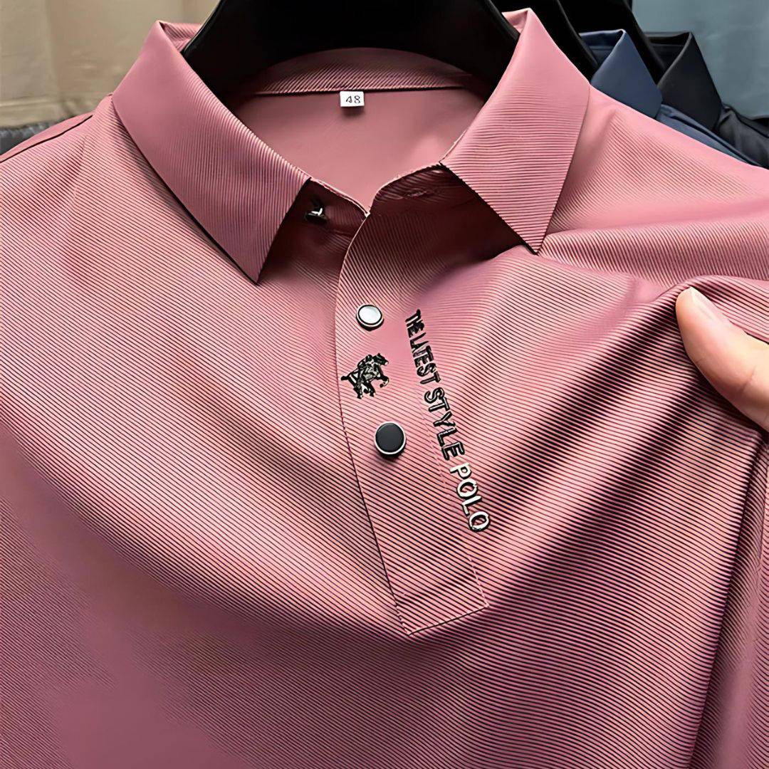 Davy | Men's Short Sleeve Polo Shirt with Subtle Embroidery