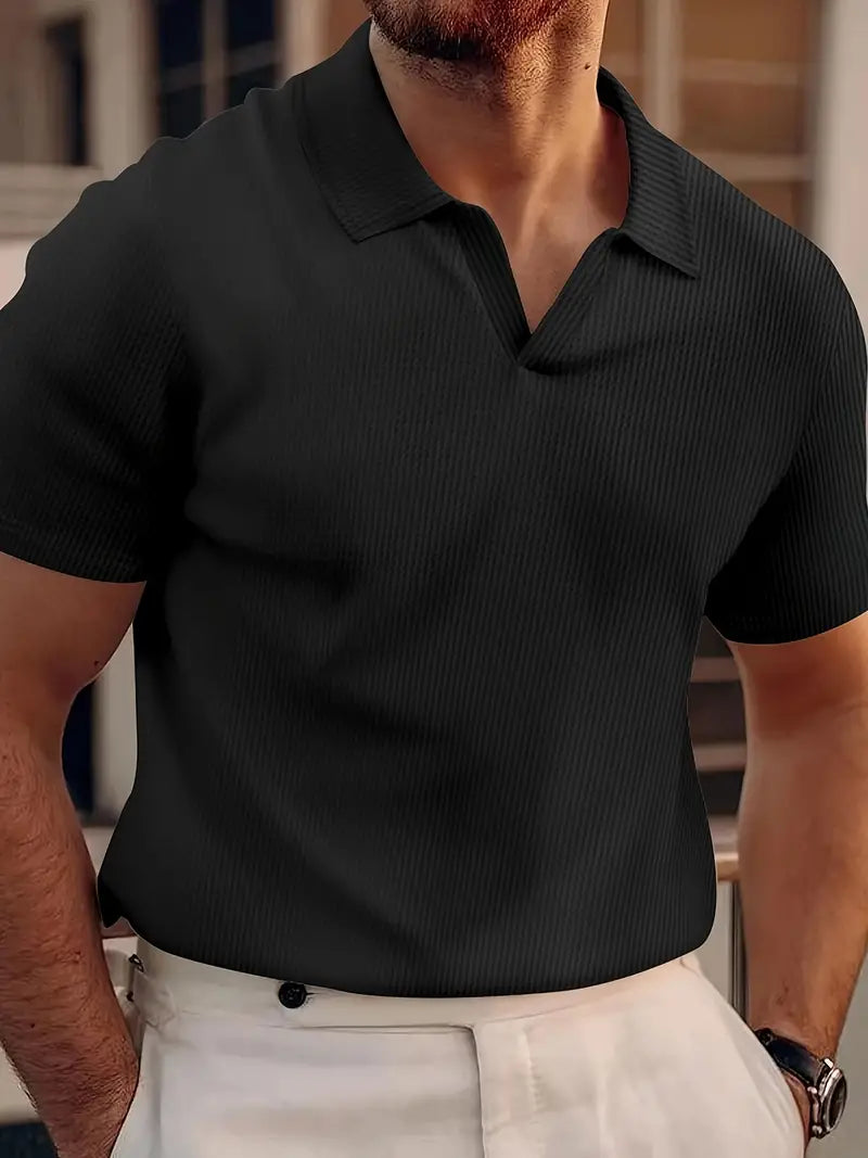 Davy | Men's Short Sleeve Ribbed Polo Shirt