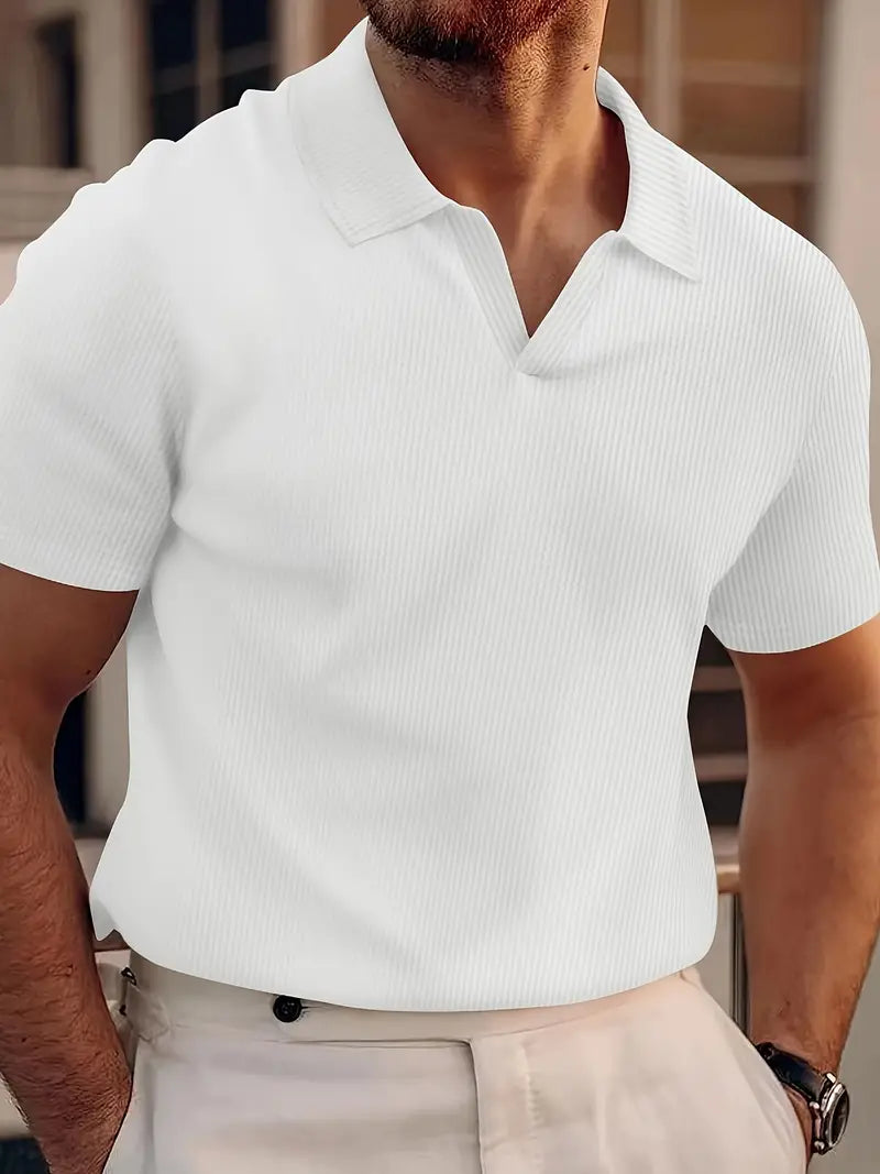 Davy | Men's Short Sleeve Ribbed Polo Shirt