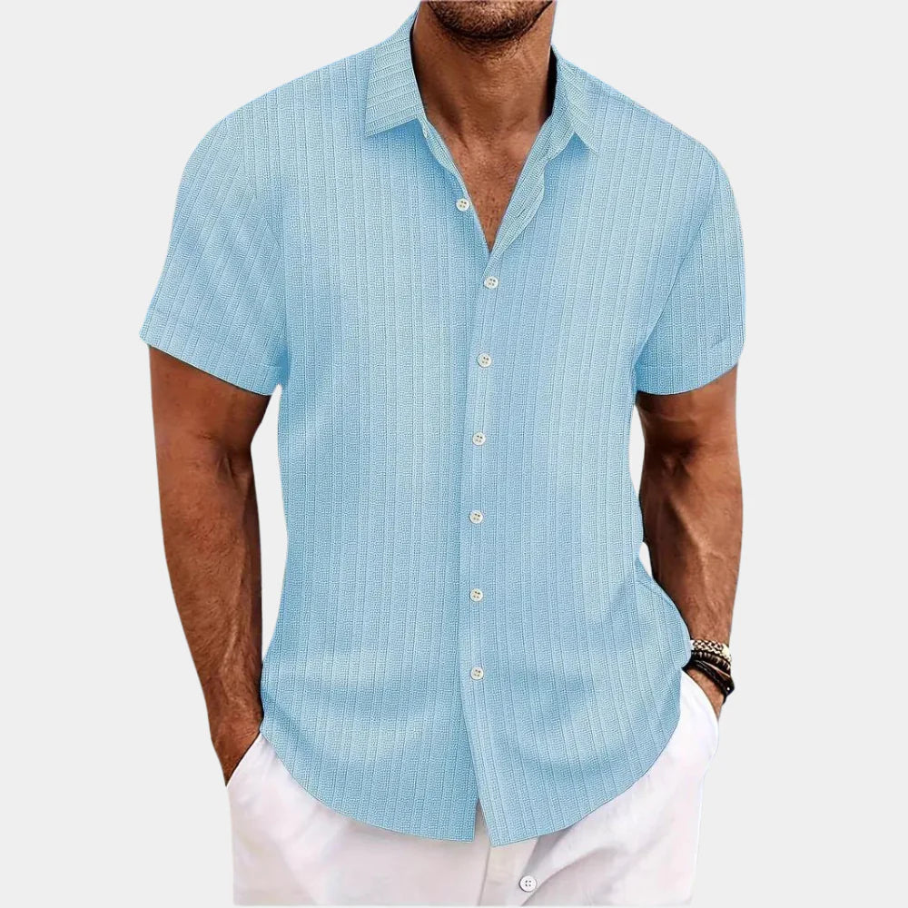 Davy | Men's Short Sleeve Textured Button-Up Shirt