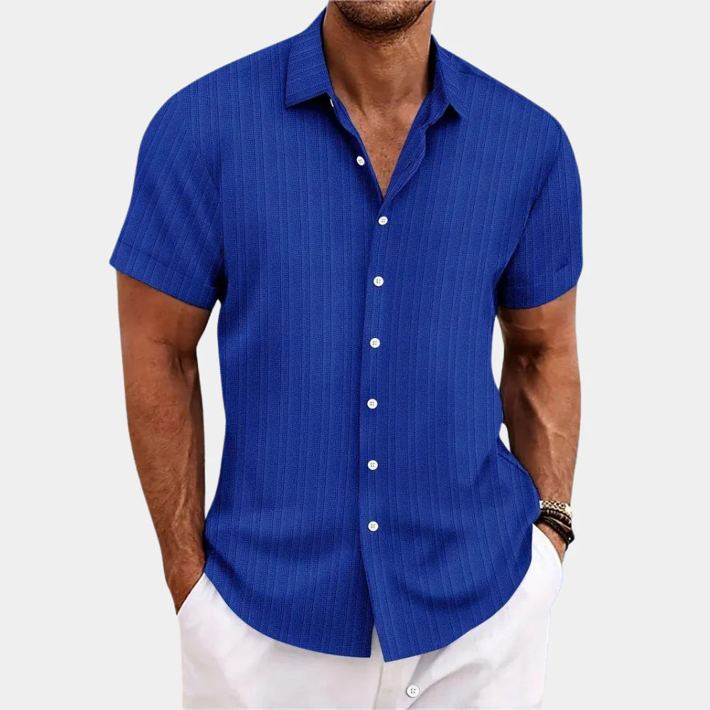Davy | Men's Short Sleeve Textured Button-Up Shirt