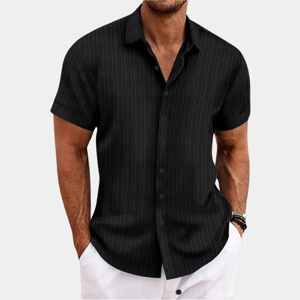 Davy | Men's Short Sleeve Textured Button-Up Shirt