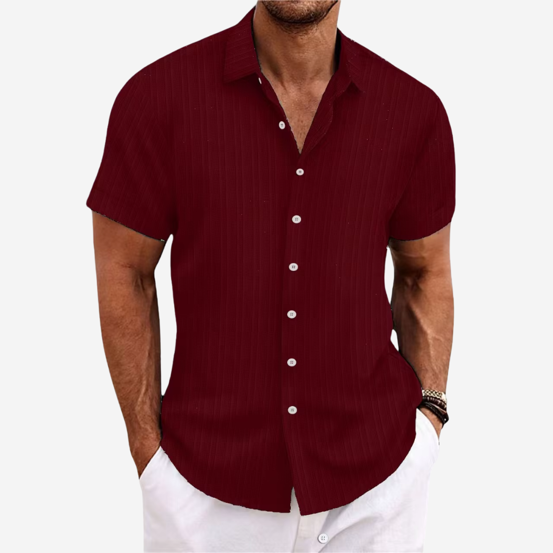 Davy | Men's Short Sleeve Textured Button-Up Shirt