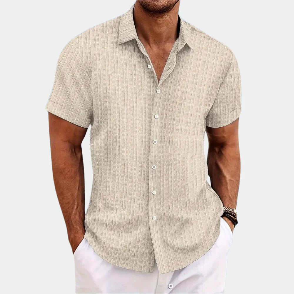 Davy | Men's Short Sleeve Textured Button-Up Shirt