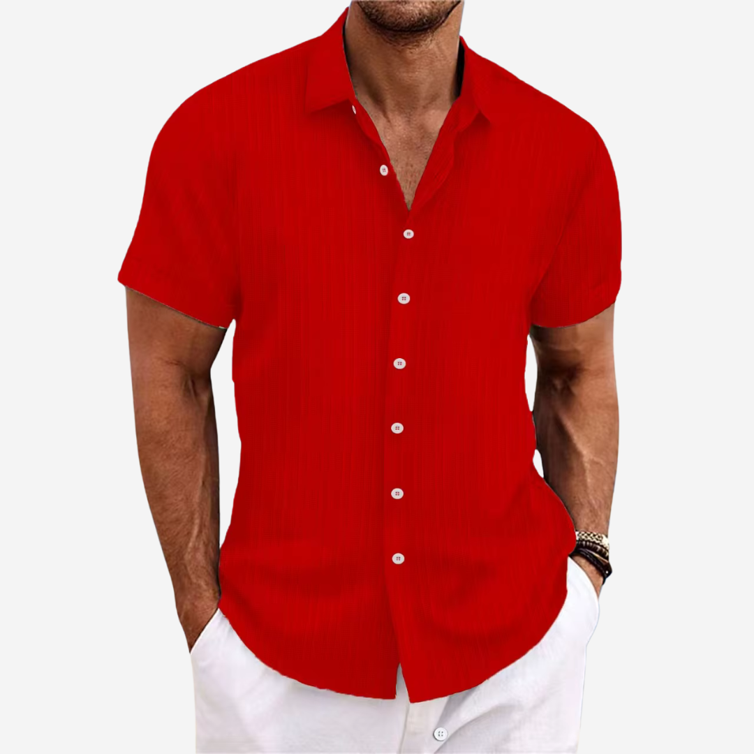 Davy | Men's Short Sleeve Textured Button-Up Shirt