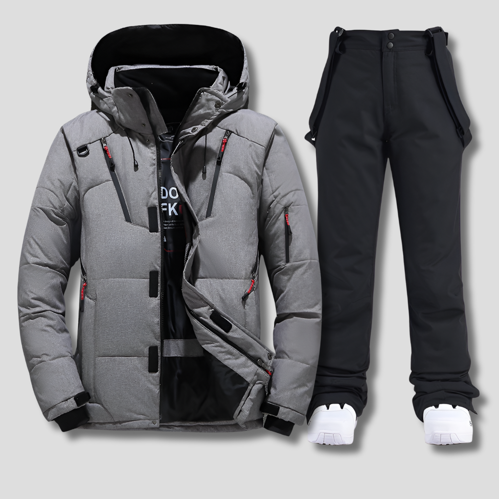 Davy | Men's Ski Suit with Hooded Jacket and Suspenders Pants