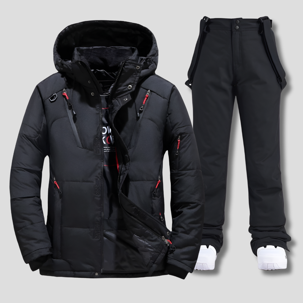 Davy | Men's Ski Suit with Hooded Jacket and Suspenders Pants