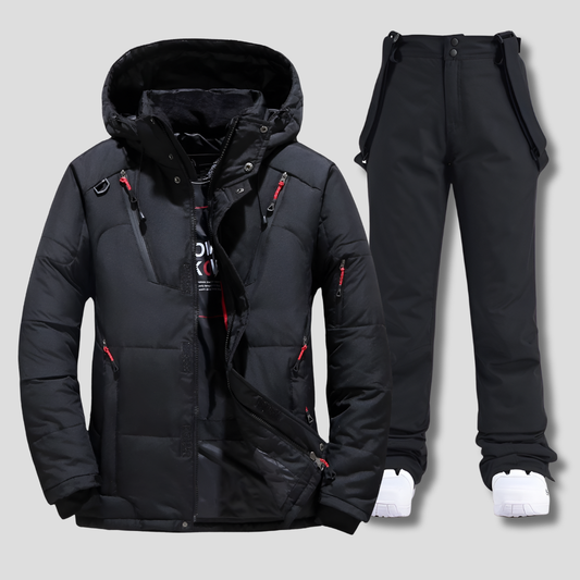 Davy | Men's Ski Suit with Hooded Jacket and Suspenders Pants