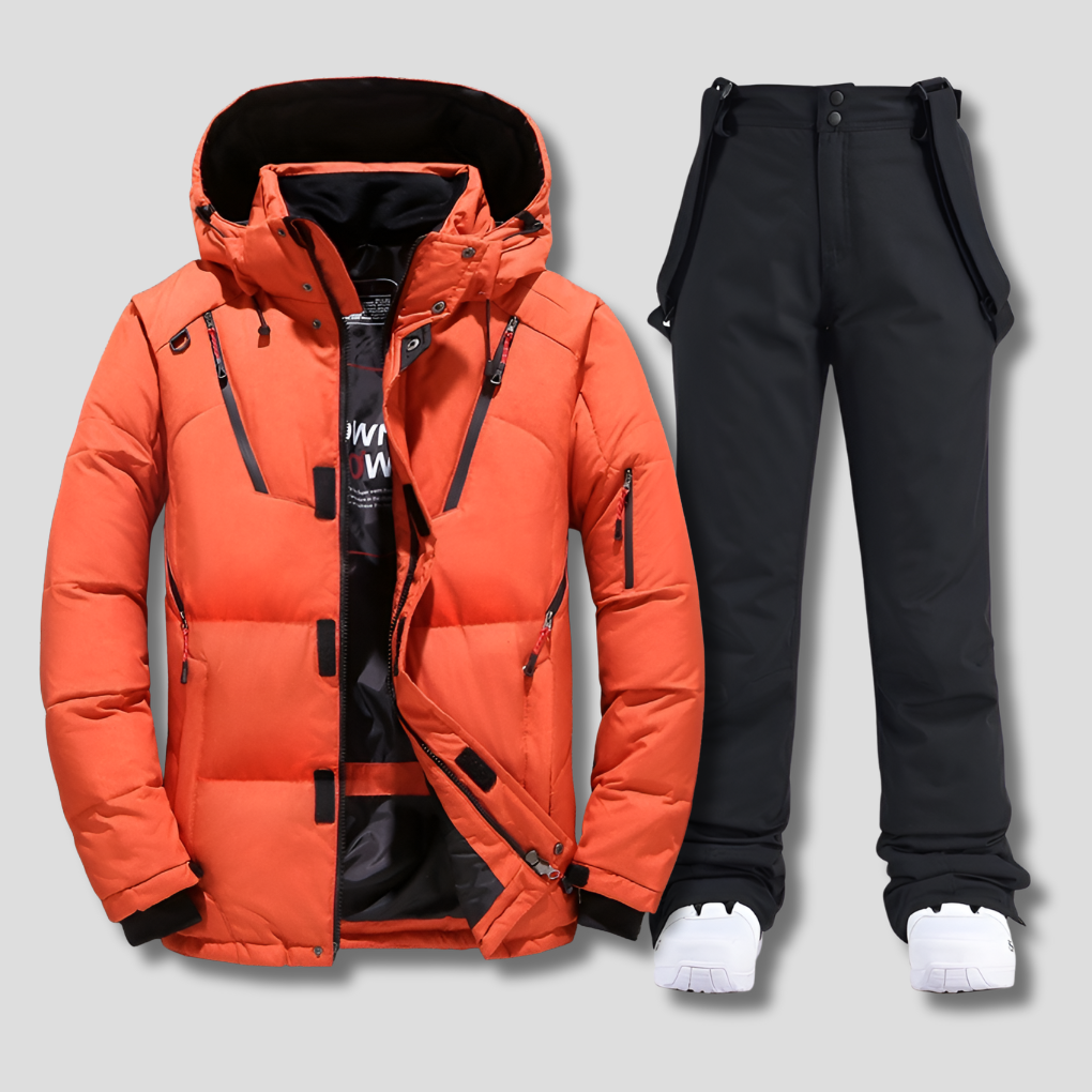 Davy | Men's Ski Suit with Hooded Jacket and Suspenders Pants