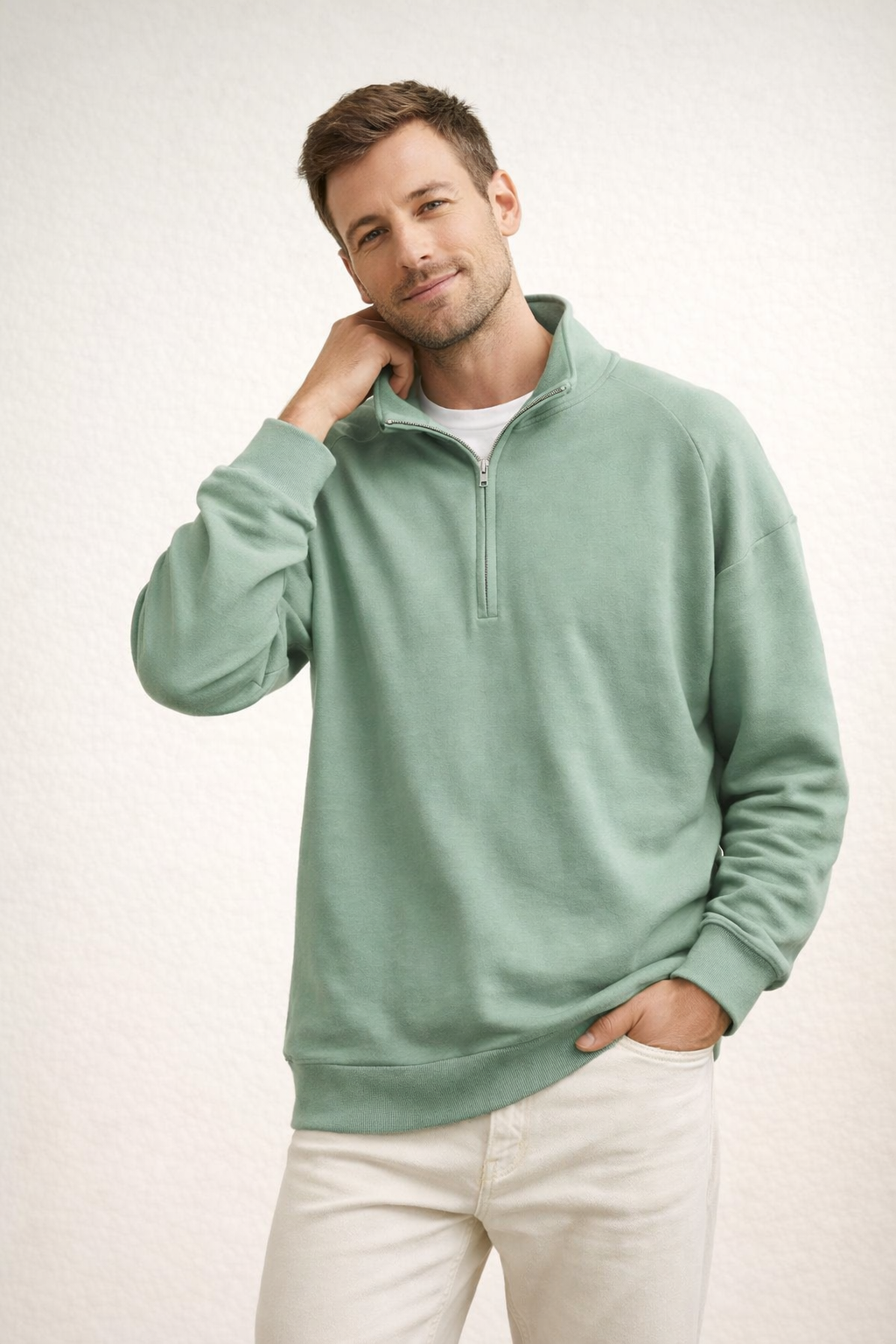 Davy | Men's Top Half-Zip with Stand-Up Collar