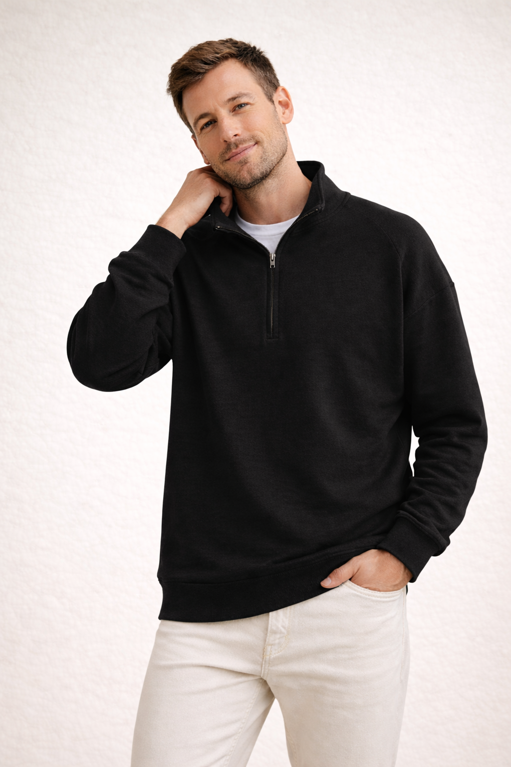 Davy | Men's Top Half-Zip with Stand-Up Collar