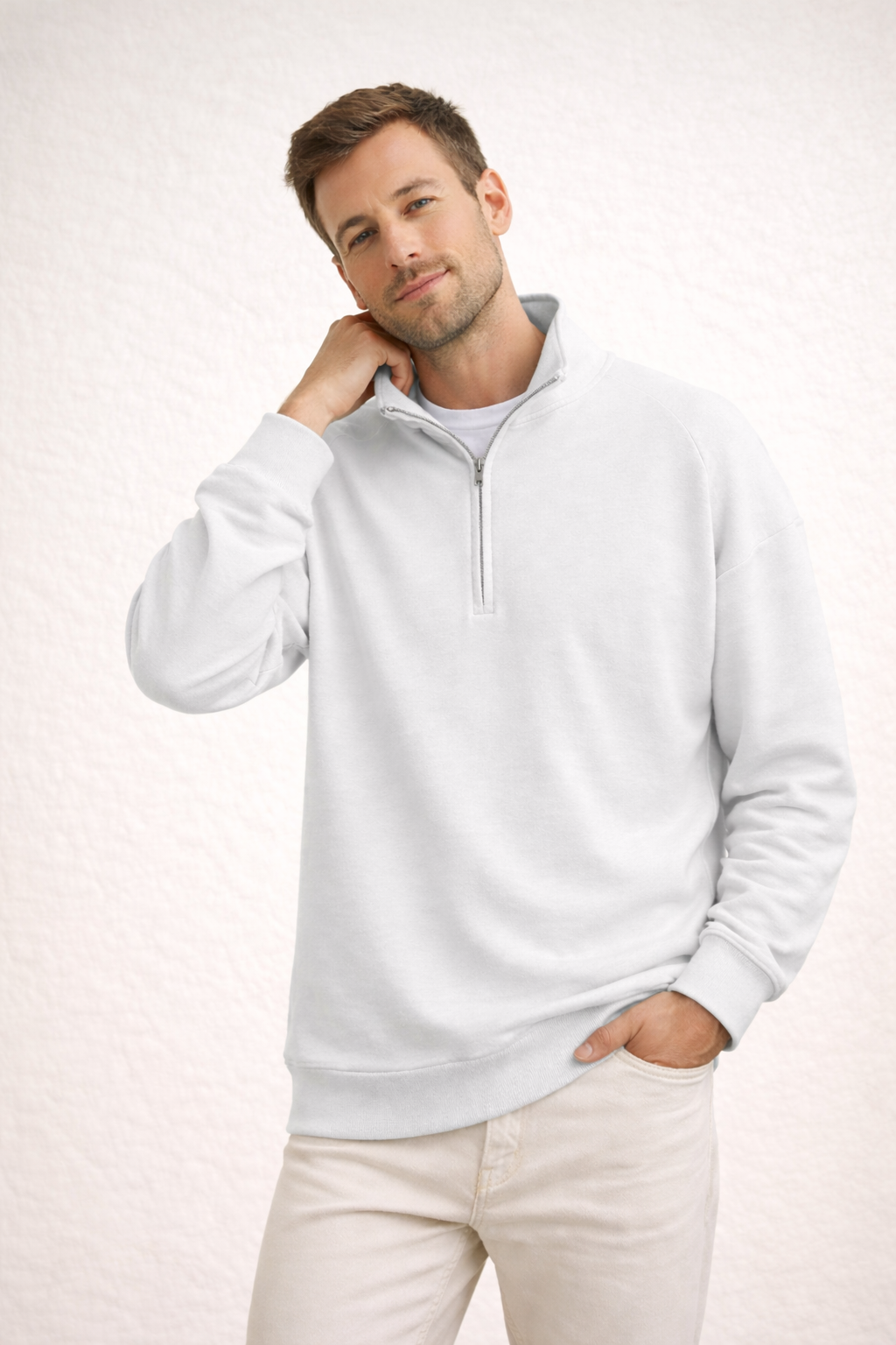 Davy | Men's Top Half-Zip with Stand-Up Collar