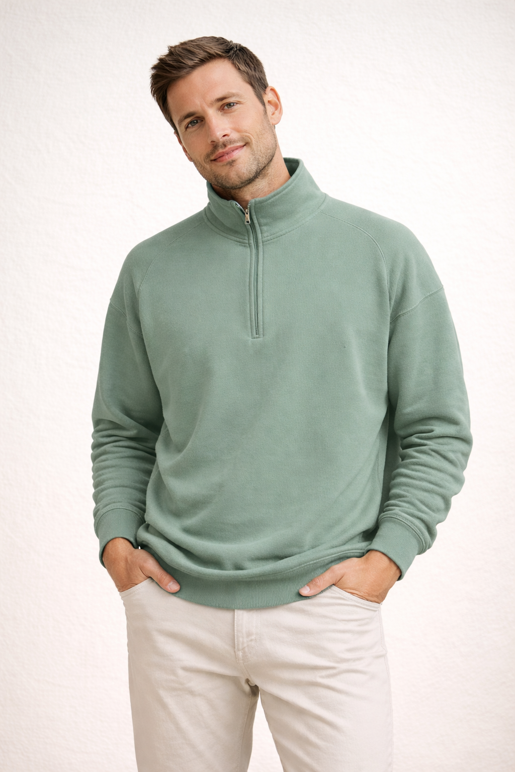Davy | Men's Top Half-Zip with Stand-Up Collar
