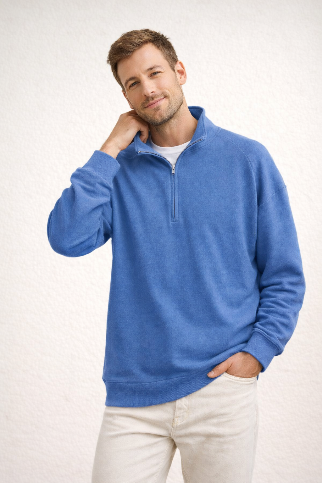 Davy | Men's Top Half-Zip with Stand-Up Collar