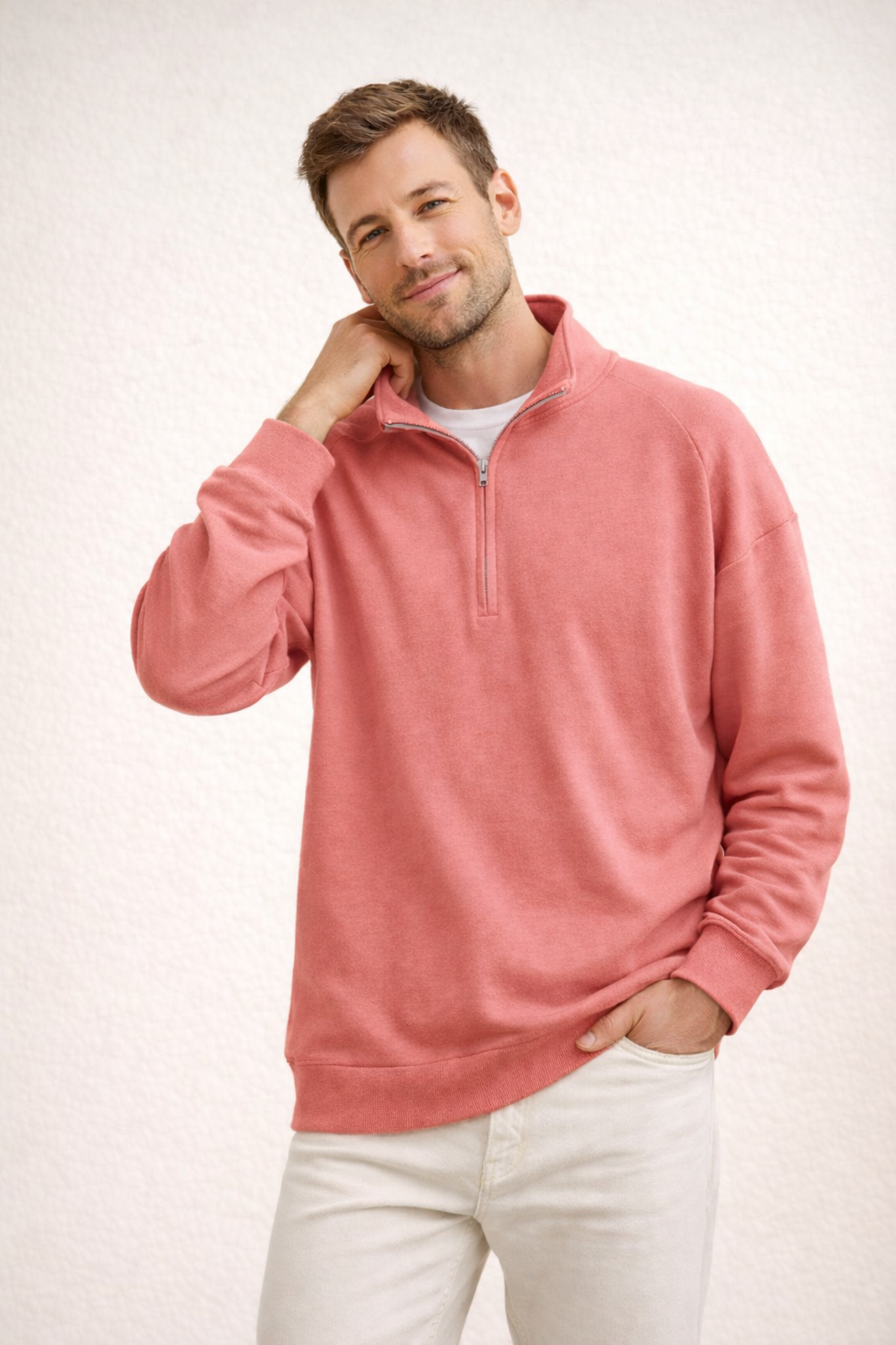 Davy | Men's Top Half-Zip with Stand-Up Collar