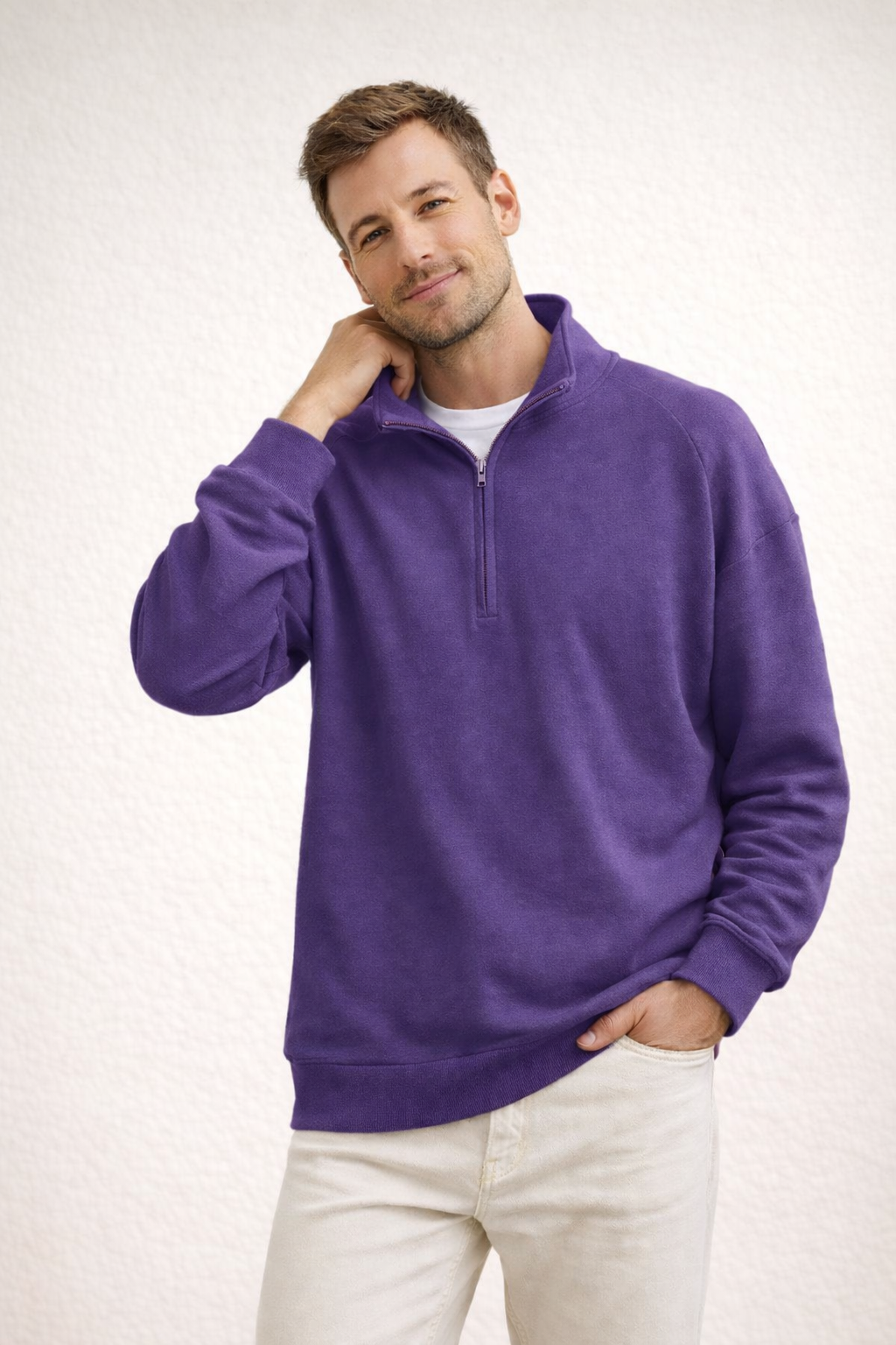 Davy | Men's Top Half-Zip with Stand-Up Collar