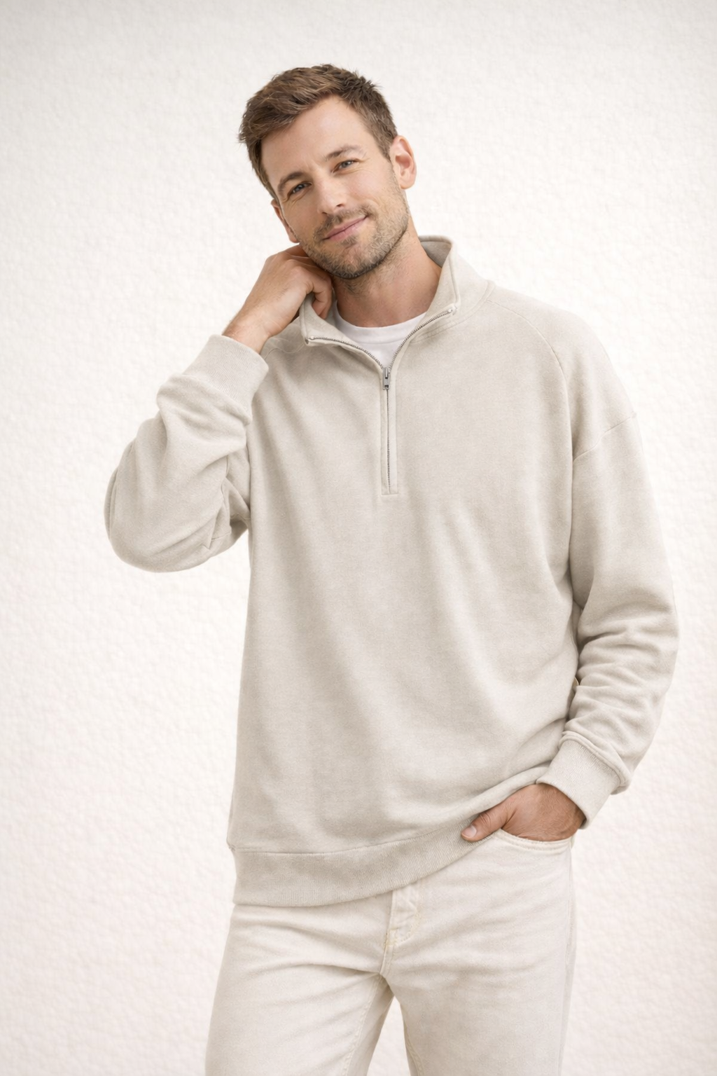 Davy | Men's Top Half-Zip with Stand-Up Collar