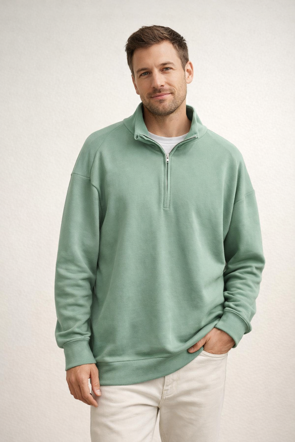 Davy | Men's Top Half-Zip with Stand-Up Collar