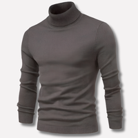 Suéter de cuello alto de lana merino acanalada para hombre