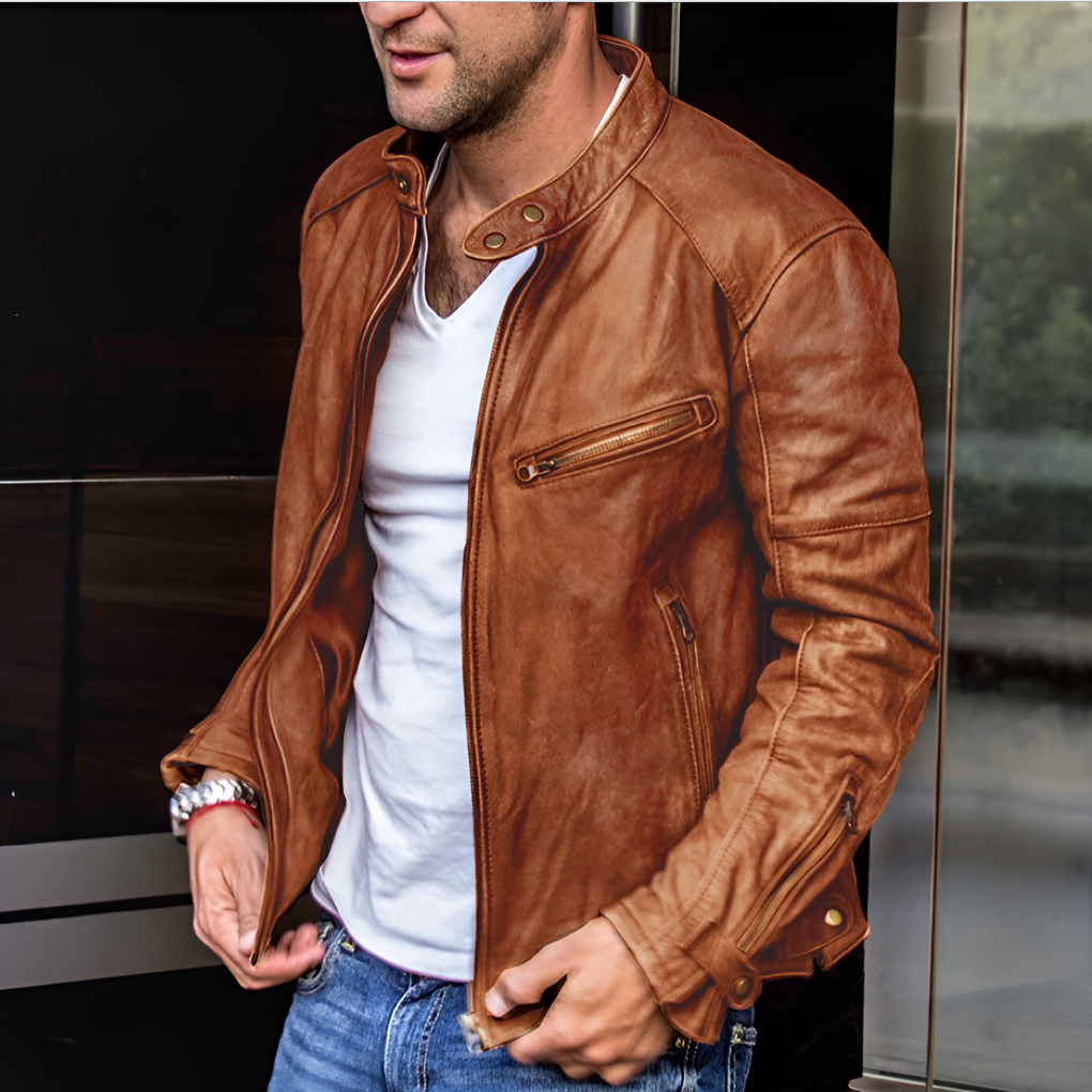 Davy | Men's Waterproof Leather Moto Jacket