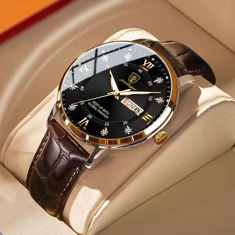 Davy | Men's Waterproof Luminous Watch – Classic Stainless Steel Design with Glow-in-the-Dark Display