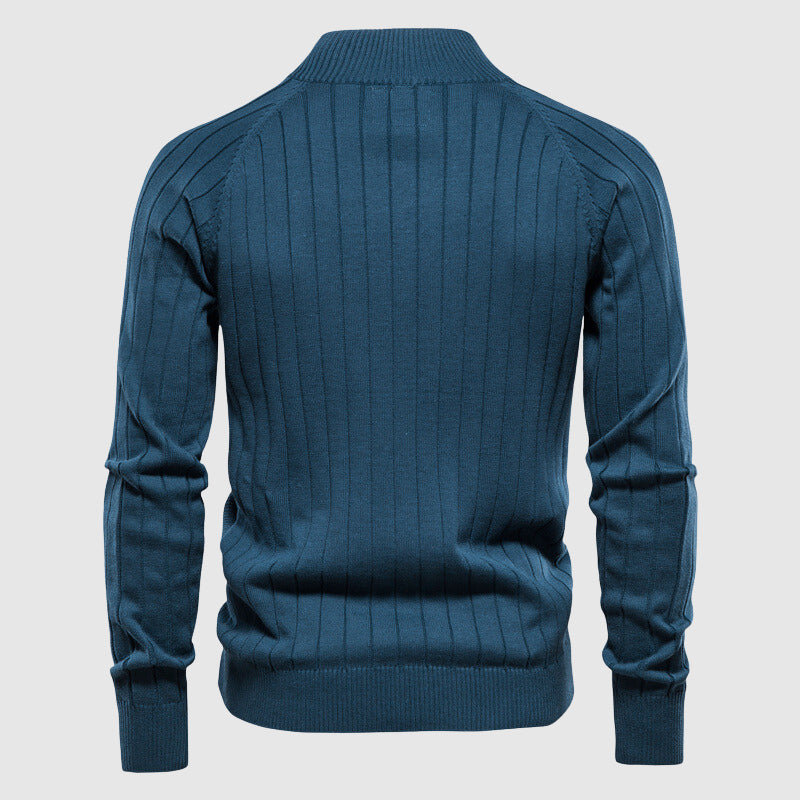 Davy | Men's Zip-Up Cardigan Sweater with Ribbed Detail
